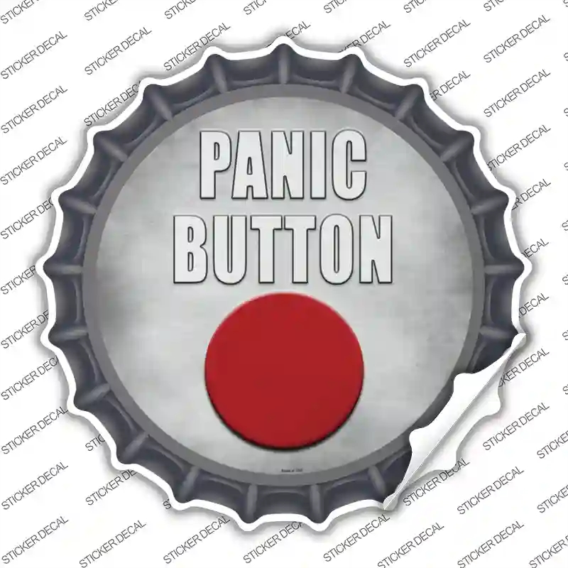 BC-1155s-S Panic Button Novelty Bottle Cap Sticker Decal - Small