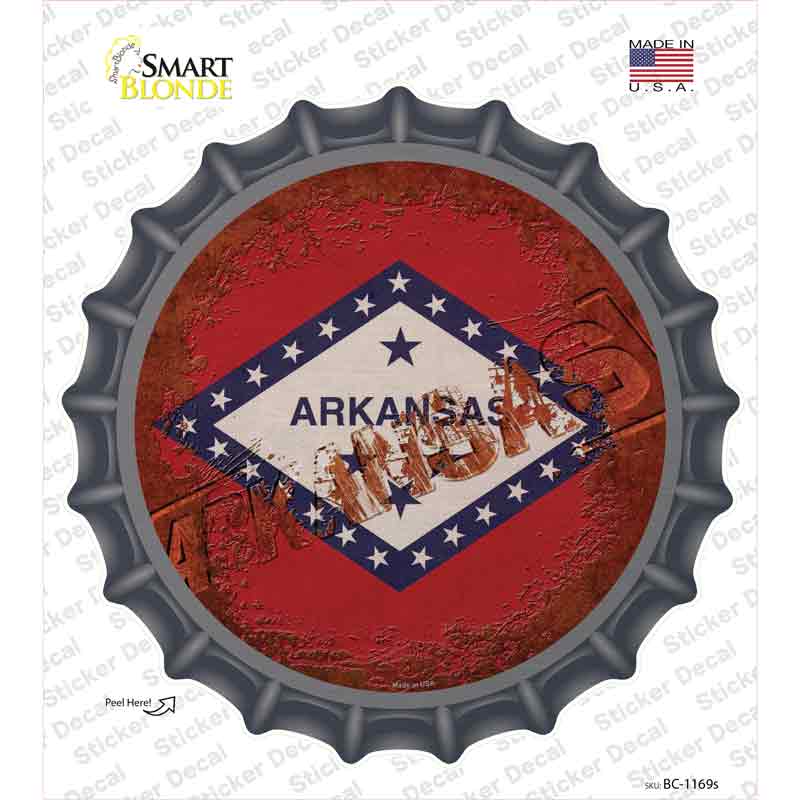 BC-1169s-M Arkansas Rusty Stamped Novelty Bottle Cap Sticker Decal - Medium