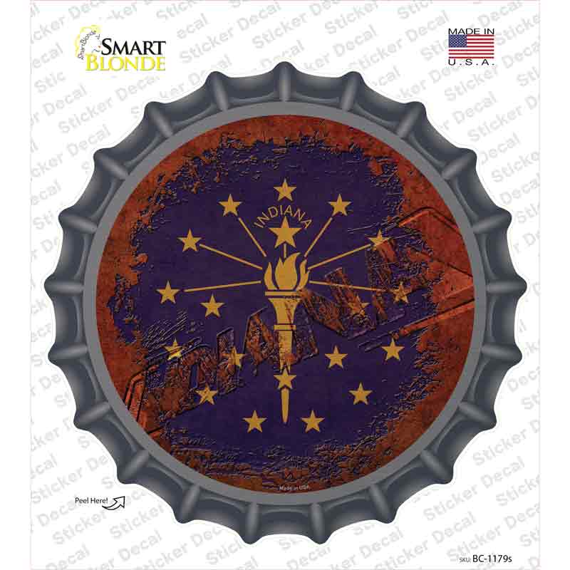 BC-1179s-M Indiana Rusty Stamped Novelty Bottle Cap Sticker Decal - Medium