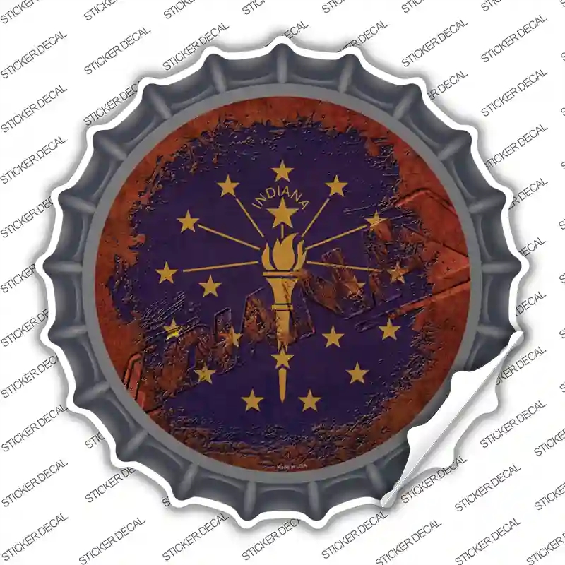 BC-1179s-S Indiana Rusty Stamped Novelty Bottle Cap Sticker Decal - Small
