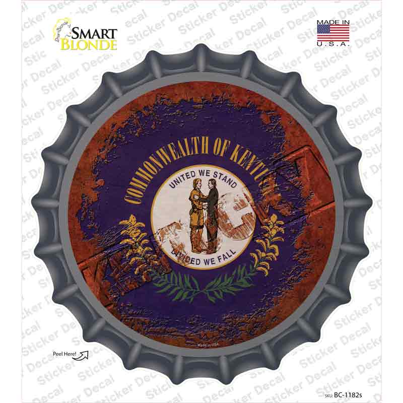 BC-1182s-M Kentucky Rusty Stamped Novelty Bottle Cap Sticker Decal - Medium