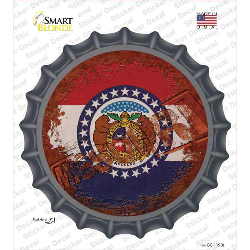 BC-1190s-M Missouri Rusty Stamped Novelty Bottle Cap Sticker Decal - Medium