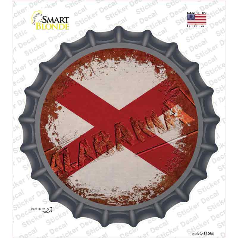 BC-1166s-M Alabama Rusty Stamped Novelty Bottle Cap Sticker Decal - Medium