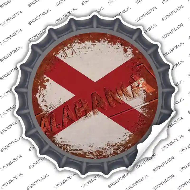BC-1166s-XL Alabama Rusty Stamped Novelty Bottle Cap Sticker Decal - Extra Large