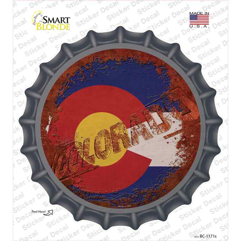 BC-1171s-M Colorado Rusty Stamped Novelty Bottle Cap Sticker Decal - Medium