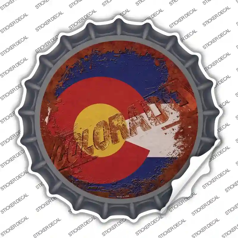 BC-1171s-S Colorado Rusty Stamped Novelty Bottle Cap Sticker Decal - Small