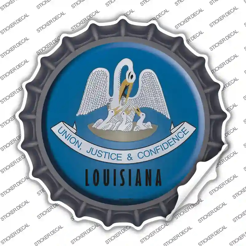 BC-117s-S Louisiana State Flag Novelty Bottle Cap Sticker Decal - Small