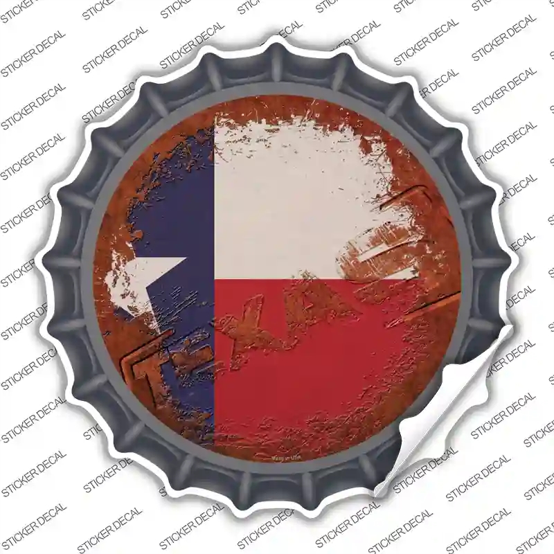 BC-1208s-S Texas Rusty Stamped Novelty Bottle Cap Sticker Decal - Small