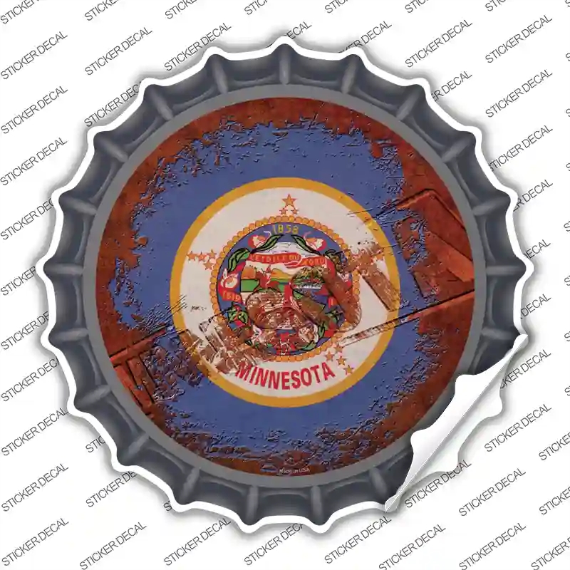 BC-1188s-S Minnesota Rusty Stamped Novelty Bottle Cap Sticker Decal - Small