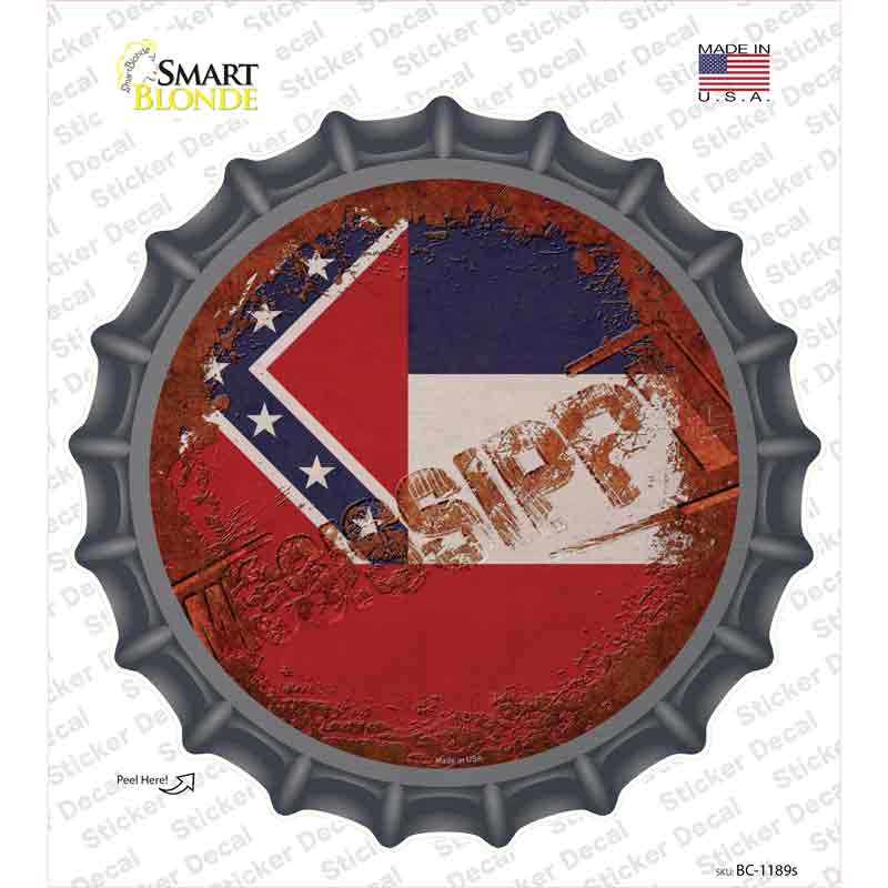 BC-1189s-M Mississippi Rusty Stamped Novelty Bottle Cap Sticker Decal - Medium