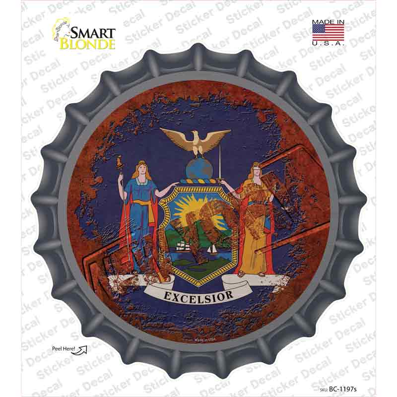 BC-1197s-M   York Rusty Stamped Novelty Bottle Cap Sticker Decal - Medium