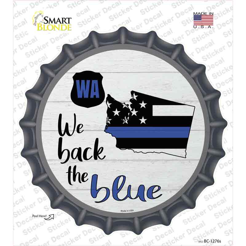 BC-1276s-M Washington Back the Blue Novelty Bottle Cap Sticker Decal - Medium
