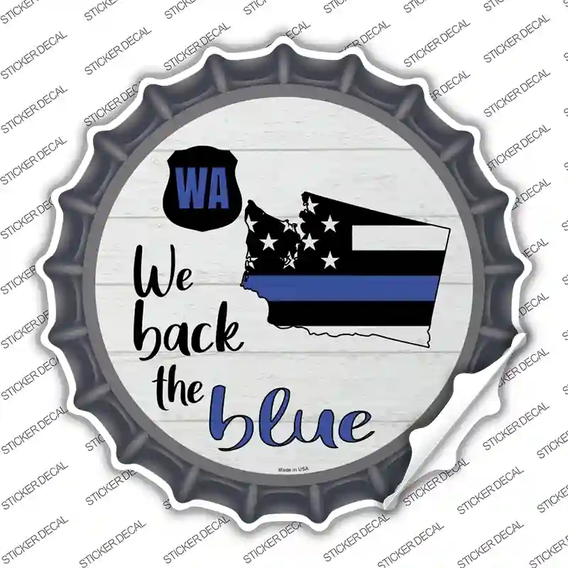 BC-1276s-S Washington Back the Blue Novelty Bottle Cap Sticker Decal - Small