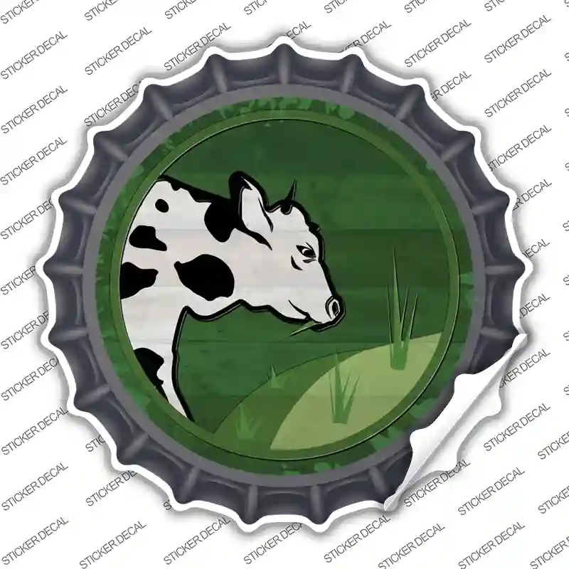 BC-1423s-XL Cow Eating Grass Novelty Bottle Cap Sticker Decal - Extra Large