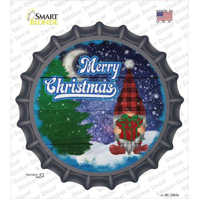 BC-1565s-M Merry Christmas Gnome Novelty Bottle Cap Sticker Decal - Medium
