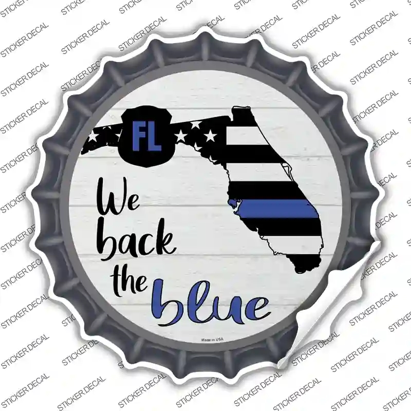 BC-1238s-L Florida Back the Blue Novelty Bottle Cap Sticker Decal - Large