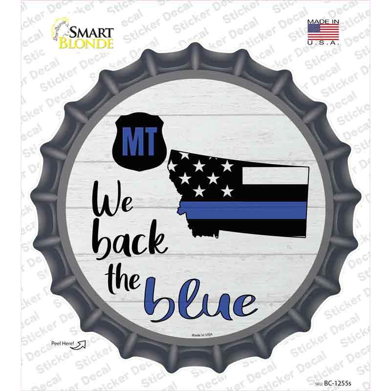 BC-1255s-M Montana Back the Blue Novelty Bottle Cap Sticker Decal - Medium