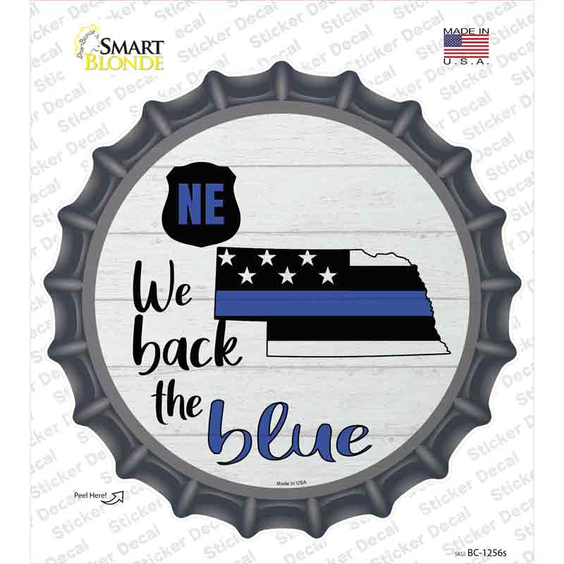 BC-1256s-M Nebraska Back the Blue Novelty Bottle Cap Sticker Decal - Medium