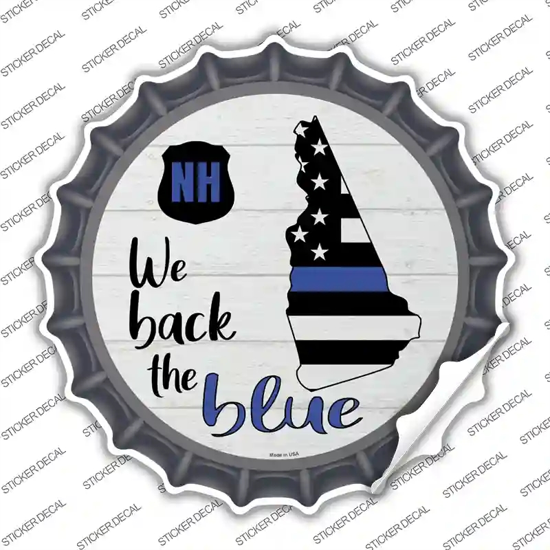 BC-1258s-XL   Hampshire Back the Blue Novelty Bottle Cap Sticker Decal - Extra Large