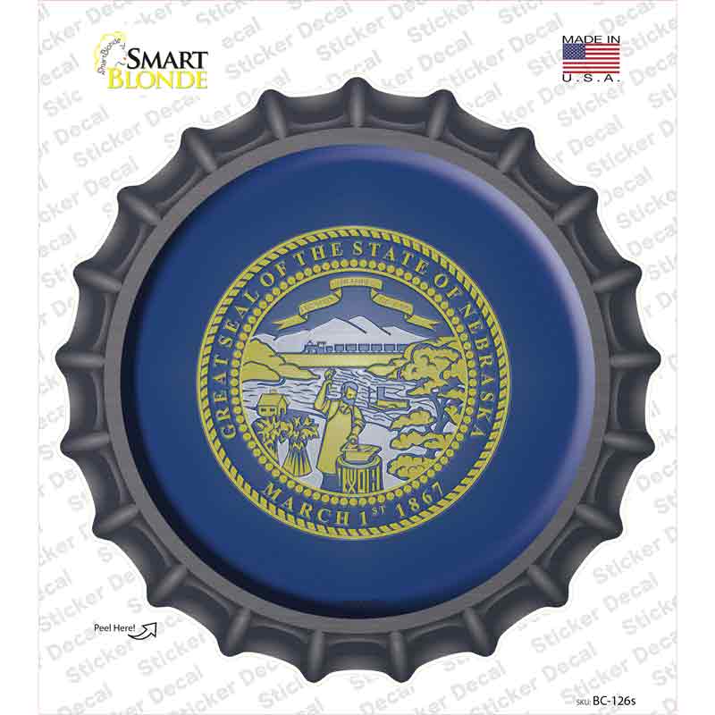 BC-126s-M Nebraska State Flag Novelty Bottle Cap Sticker Decal - Medium