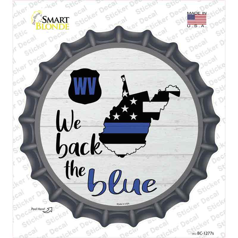 BC-1277s-M West Virginia Back the Blue Novelty Bottle Cap Sticker Decal - Medium