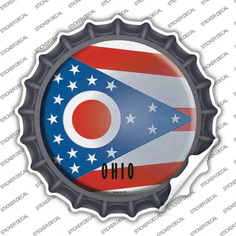BC-134s-XL Ohio State Flag Novelty Bottle Cap Sticker Decal - Extra Large