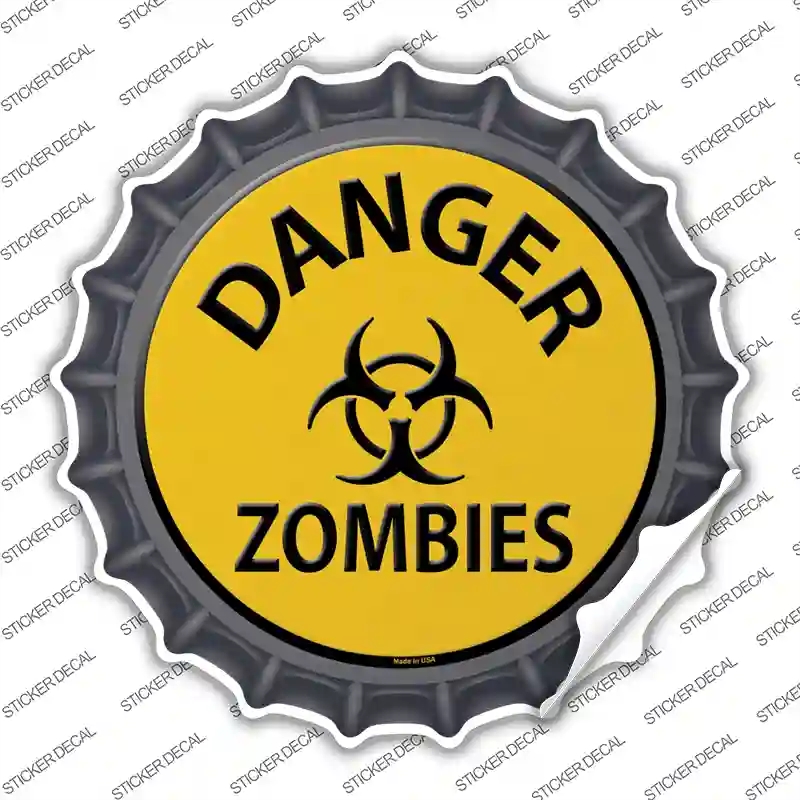 BC-170s-XL Danger Zombies Novelty Bottle Cap Sticker Decal - Extra Large