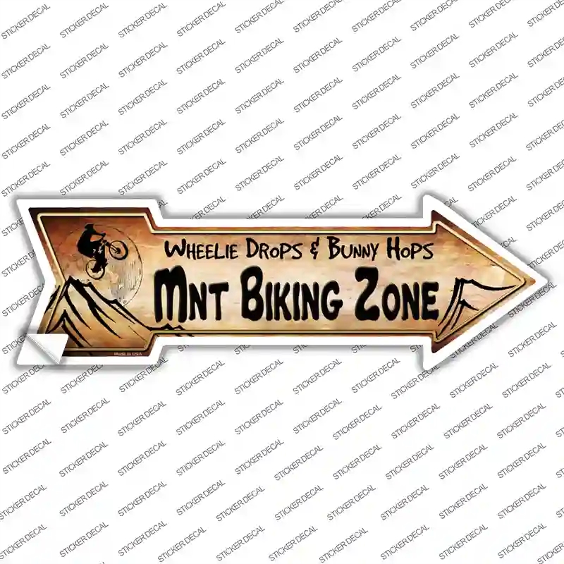 A-278s-XL Mountain Biking Zone Novelty Arrow Sticker Decal - Extra Large
