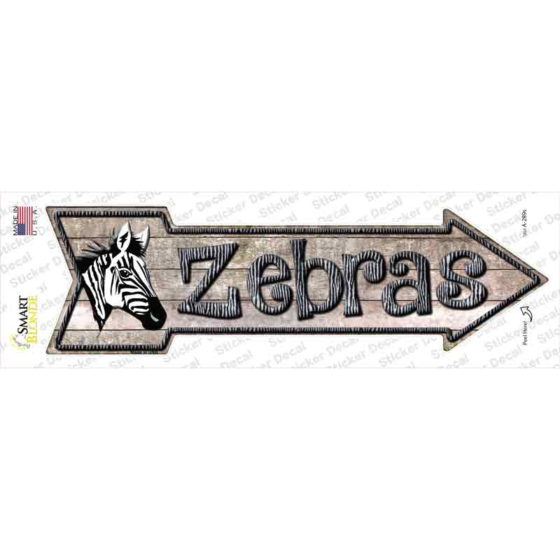 A-289s-M Zebras Novelty Arrow Sticker Decal - Medium