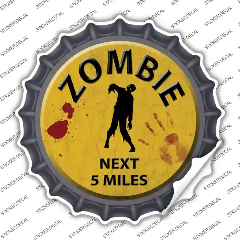 BC-169s-S Zombie Next 5 Miles Novelty Bottle Cap Sticker Decal - Small