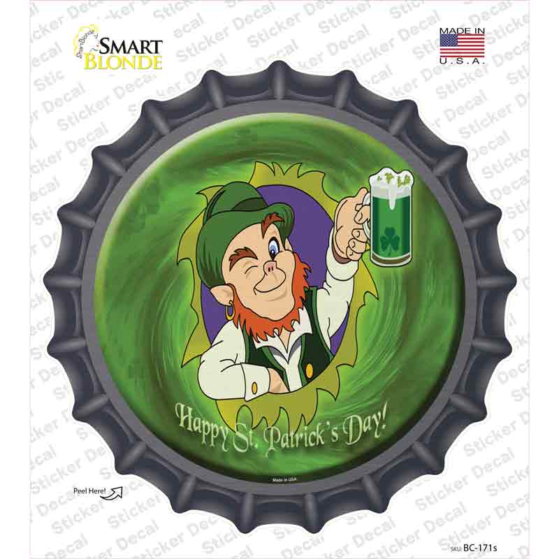 BC-171s-M Happy St. Patricks Day Novelty Bottle Cap Sticker Decal - Medium
