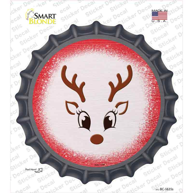 BC-1635s-M Red Reindeer Face Novelty Bottle Cap Sticker Decal - Medium