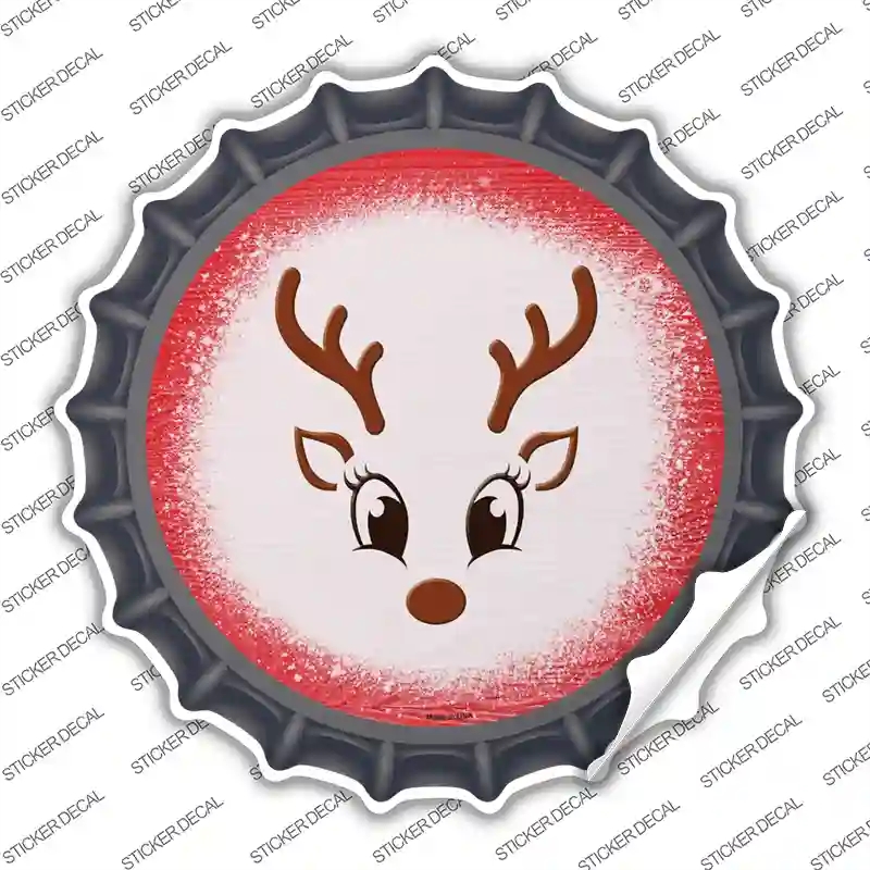 BC-1635s-XL Red Reindeer Face Novelty Bottle Cap Sticker Decal - Extra Large