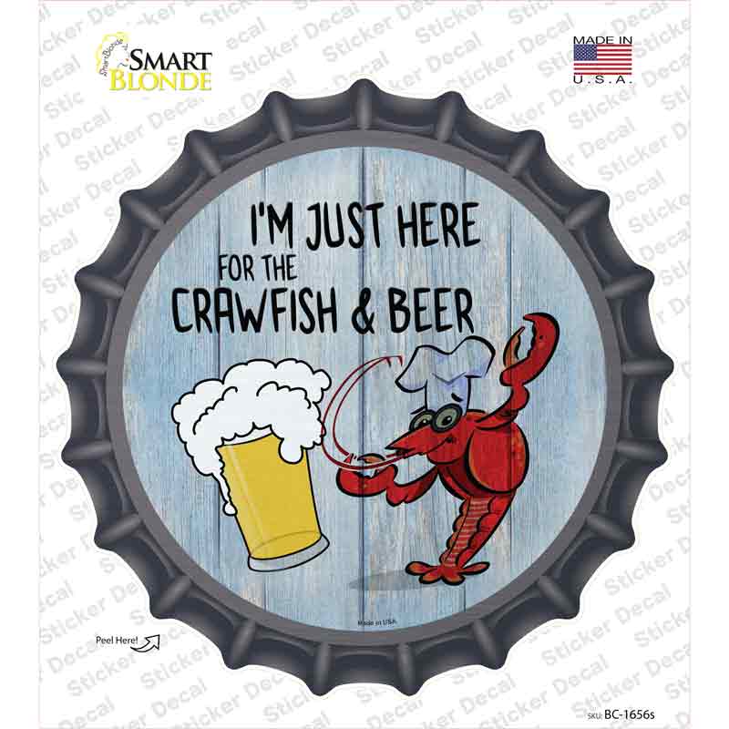 BC-1656s-M Crawfish & Beer Novelty Bottle Cap Sticker Decal - Medium