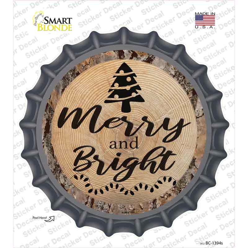 BC-1394s-M Merry & Bright Novelty Bottle Cap Sticker Decal - Medium