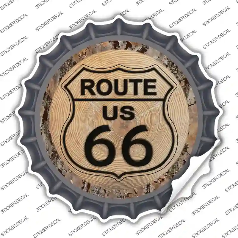 BC-1399s-S US Route 66 Wood Novelty Bottle Cap Sticker Decal - Small