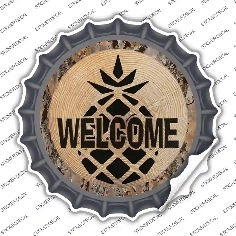BC-1400s-L Welcome Pineapple Novelty Bottle Cap Sticker Decal - Large
