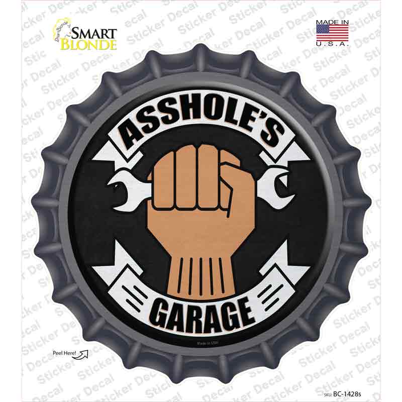 BC-1428s-M Assholes Garage Novelty Bottle Cap Sticker Decal - Medium