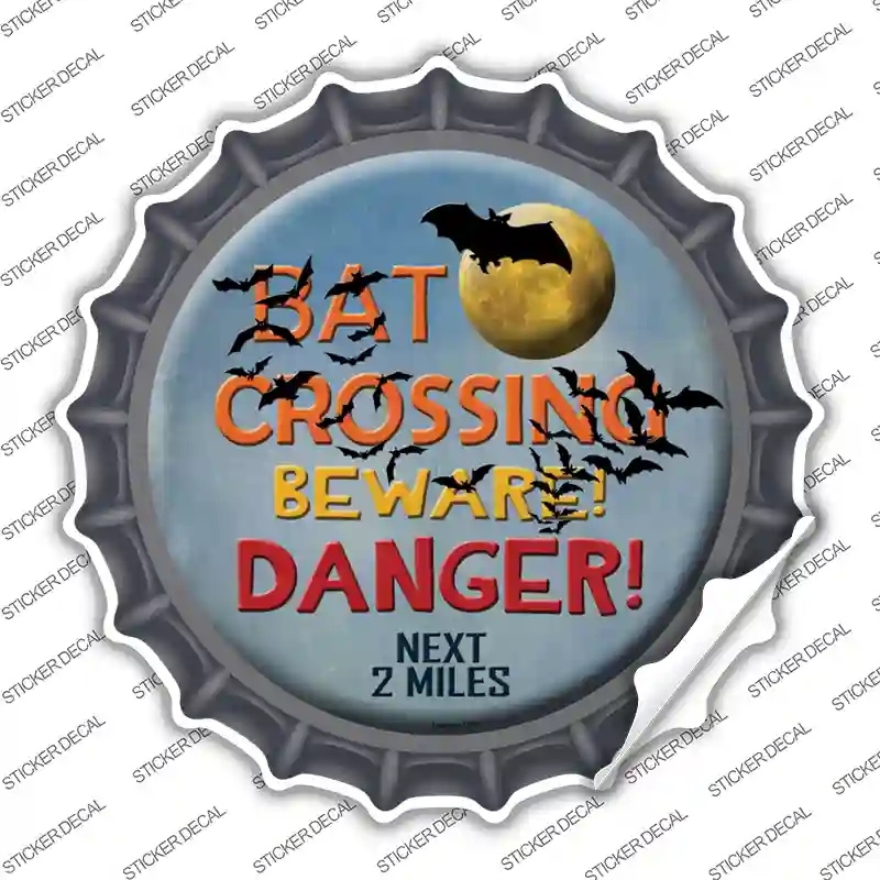 BC-501s-L Bat Crossing Novelty Bottle Cap Sticker Decal - Large