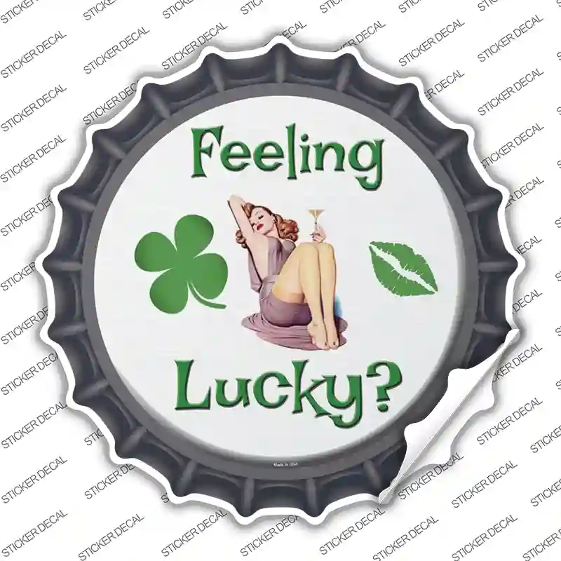 BC-172s-S Feeling Lucky Novelty Bottle Cap Sticker Decal - Small