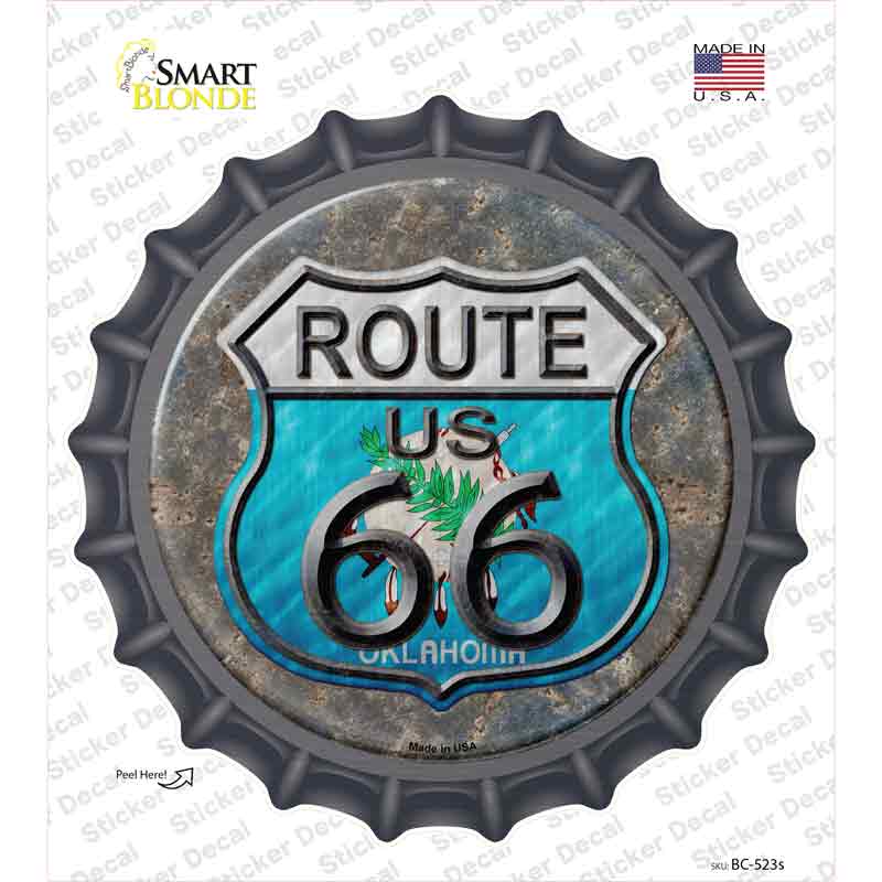 BC-523s-M Oklahoma Route 66 Novelty Bottle Cap Sticker Decal - Medium