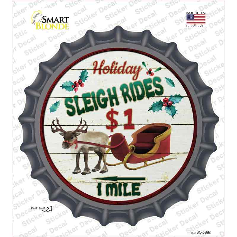 BC-588s-M Sleigh Rides Novelty Bottle Cap Sticker Decal - Medium