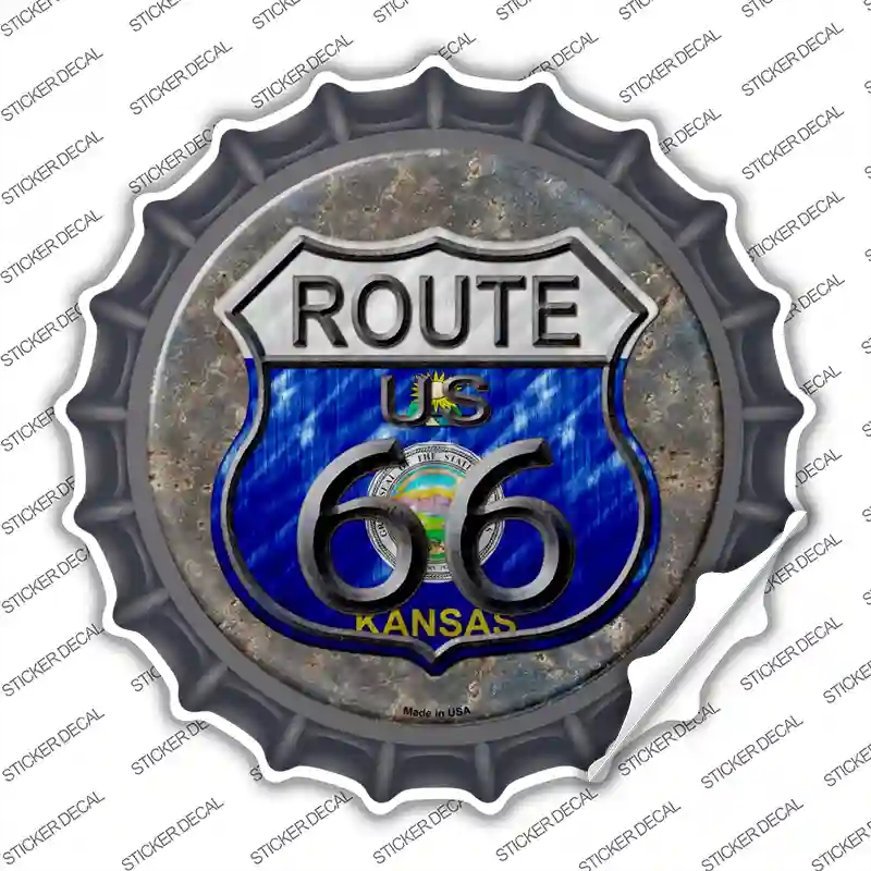 BC-520s-XL Kansas Route 66 Novelty Bottle Cap Sticker Decal - Extra Large