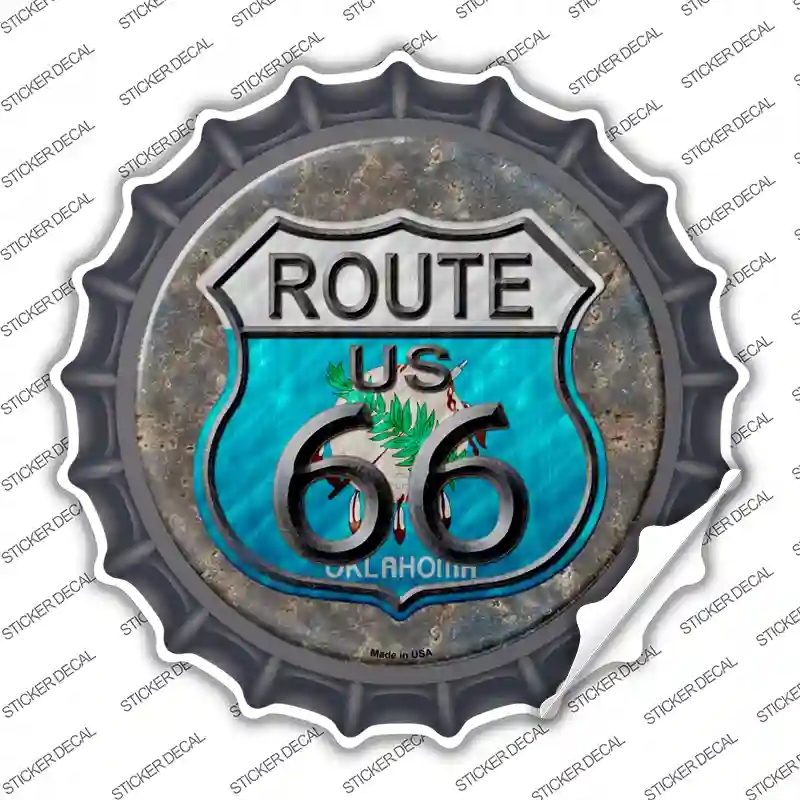 BC-523s-XL Oklahoma Route 66 Novelty Bottle Cap Sticker Decal - Extra Large