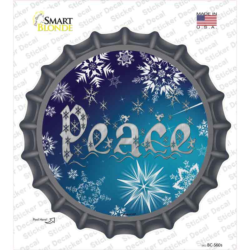 BC-560s-M Peace Blue Novelty Bottle Cap Sticker Decal - Medium