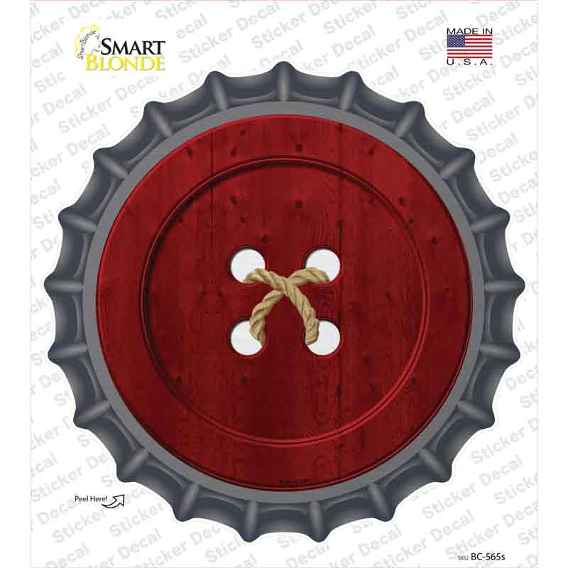BC-565s-M Red Button Novelty Bottle Cap Sticker Decal - Medium