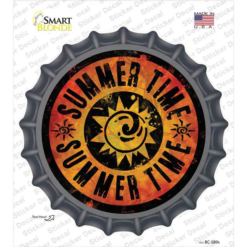 BC-589s-M Summer Time Novelty Bottle Cap Sticker Decal - Medium
