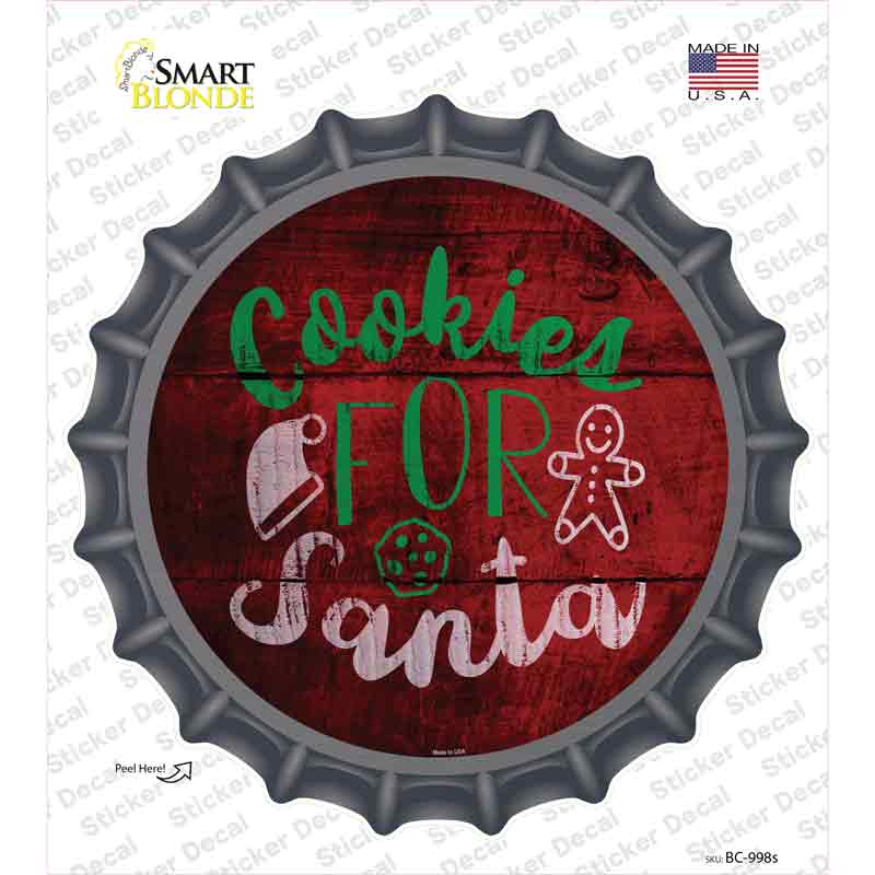 BC-998s-M Cookies for Santa Novelty Bottle Cap Sticker Decal - Medium
