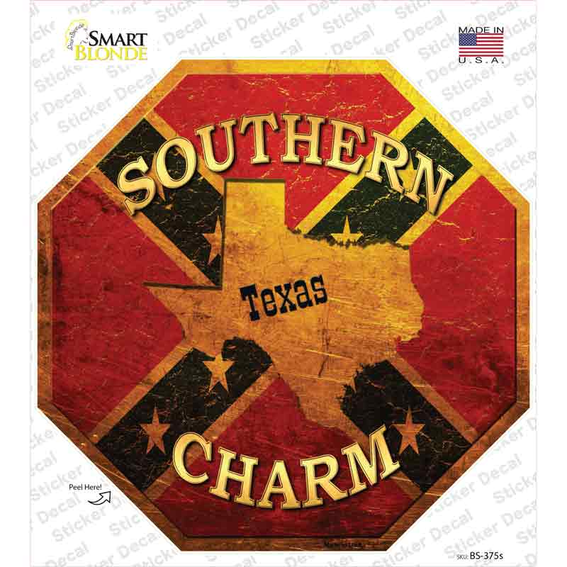 BS-375s-M Southern Charm Texas Novelty Octagon Sticker Decal - Medium