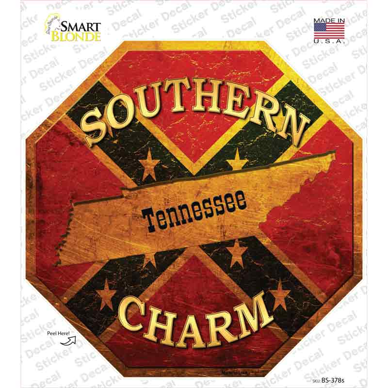 BS-378s-M Southern Charm Tennessee Novelty Octagon Sticker Decal - Medium